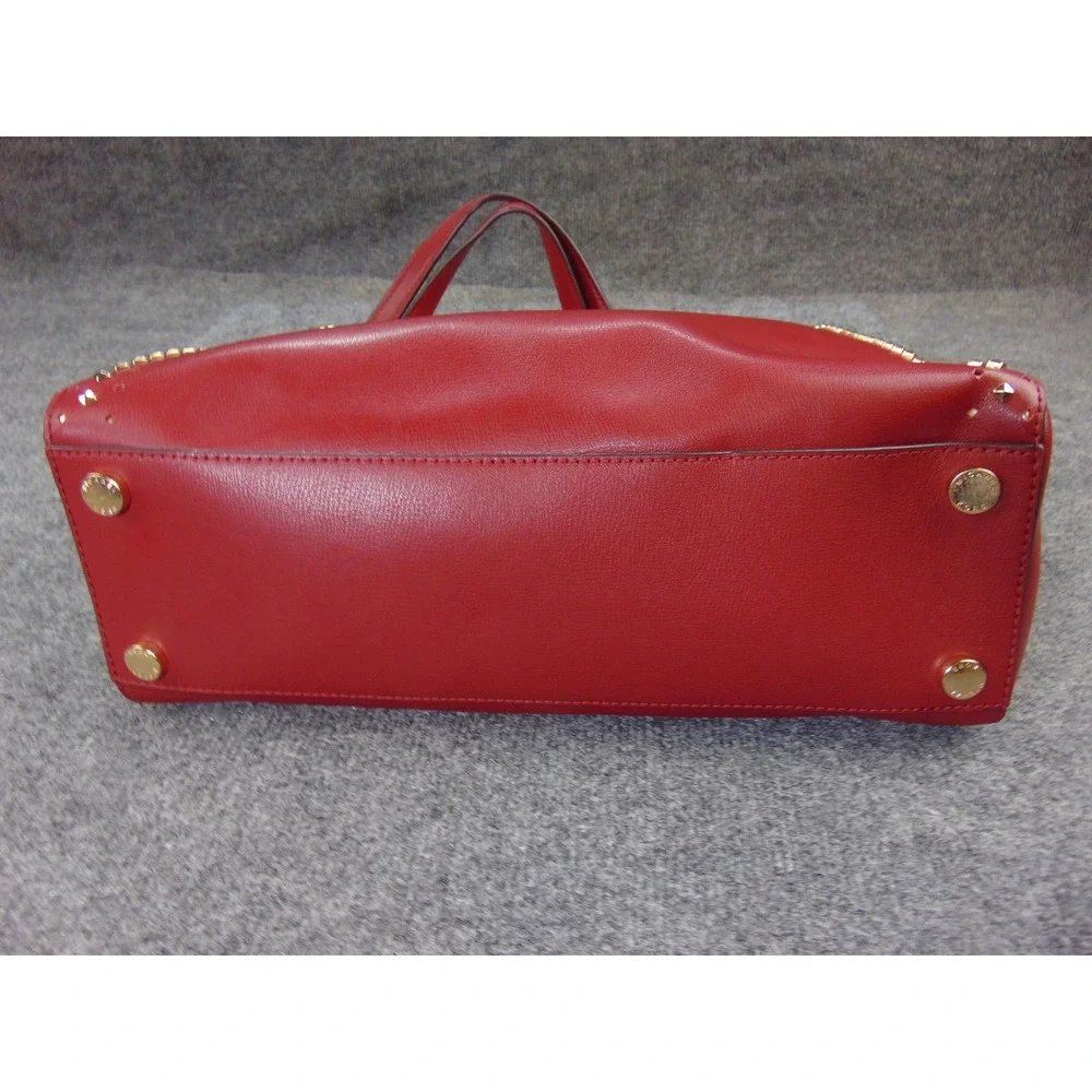 Michael Kors Large Tote Red Leather Gold Studded Chain Shoulder Bag 35H7GE0T3L
